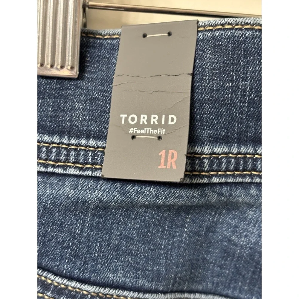 NWT Torrid Lean Jeans Super Soft Sz 1R Dark Wash Skinny Mid Rise Denim Pull On - Picture 5 of 8